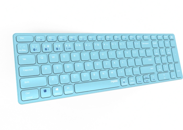 Rapoo E9700M Multi-mode Wireless Ultra-slim Keyboard blau, USB/Bluetooth, DE