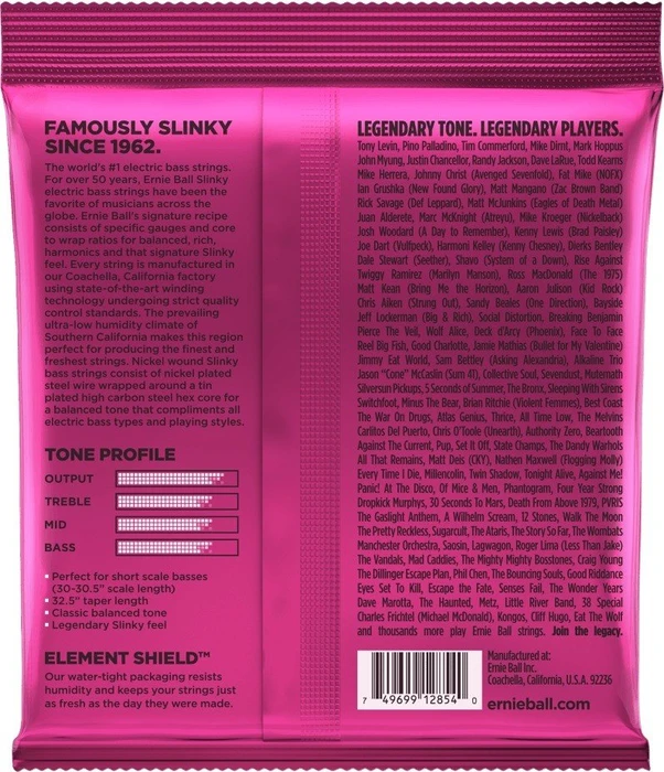 Ernie Ball Nickel Wound Bass Super Slinky Short Scale