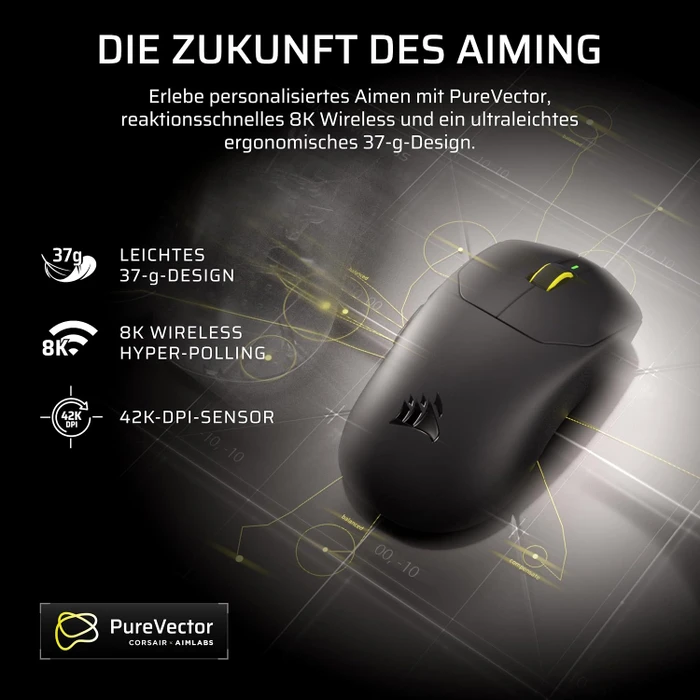 Corsair Sabre v3 Pro PureVector Ultralight Wireless, schwarz, USB