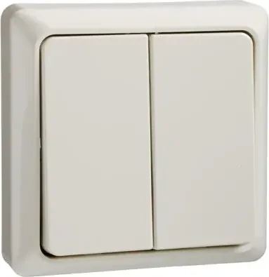 Schneider Electric Doppeltaster 42V/1A Aufputz RENOVIERUNG, perlweiß