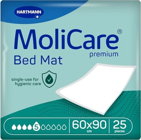 Hartmann MoliCare Premium Bed Mat 5 Tropfen Bettschutzeinlage, 60x90cm, 25 Stück