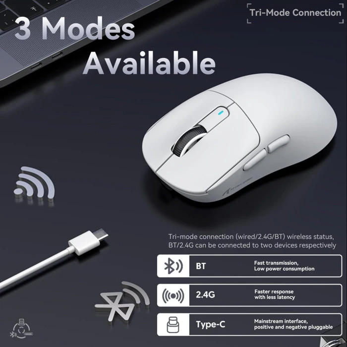 Attack Shark X3 Wireless Gaming Mouse weiß, USB/Bluetooth