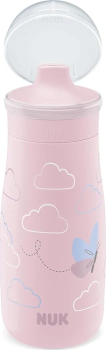 NUK Mini-Me Sip Trinkflasche mit Trinkaufsatz, 9+M, 300ml, rosa