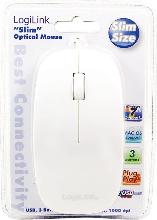 LogiLink Optical flat Mouse weiß, USB