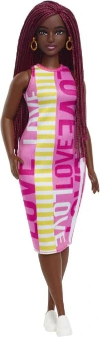 Mattel Barbie - Fashionistas Barbie im ärmellosen Kleid mit Love Aufschrift Curvy