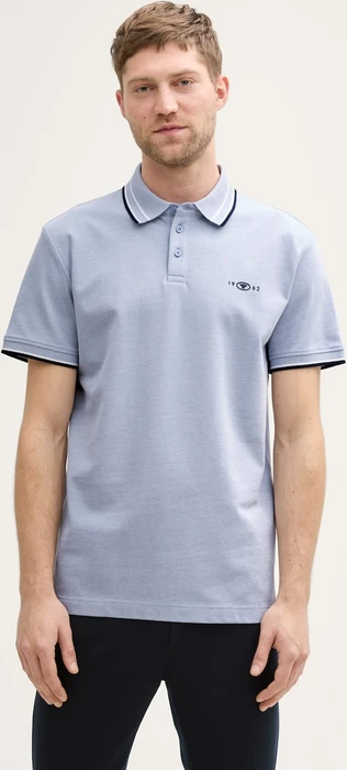Tom Tailor Piqué mit Stretch Poloshirt kurzarm dove blue white two tone pique (Herren)