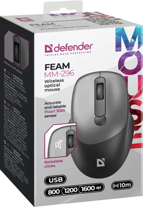 Defender Feam MM-296 Wireless Optical Mouse grau, USB