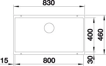 Blanco Subline 800-U InFino Unterbau Becken mittig felsgrau