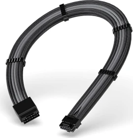 EZDIY-FAB 12VHPWR Kabel, 16-Pin PCIe Verlängerungskabel, 16-Pin PCIe 5.0 12VHPWR Buchse auf 16-Pin PCIe 5.0 12VHPWR Stecker, 16AWG, schwarz/grau, 30cm