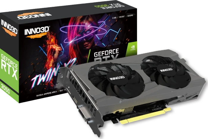 INNO3D GeForce RTX 3050 Twin X2, 6GB GDDR6, DVI, HDMI, DP