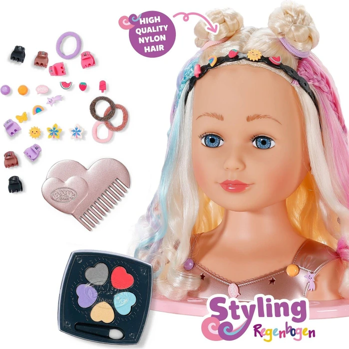 Zapf creation BABY born Zubehör Stylingkopf mit Regenbogen-Strähnen