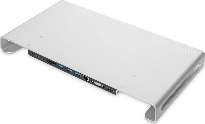 Digitus USB-C Docking Station 11-in-1 mit Aluminium Monitor Stand, silber