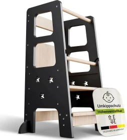 Juskys Lernturm Henny schwarz/natur