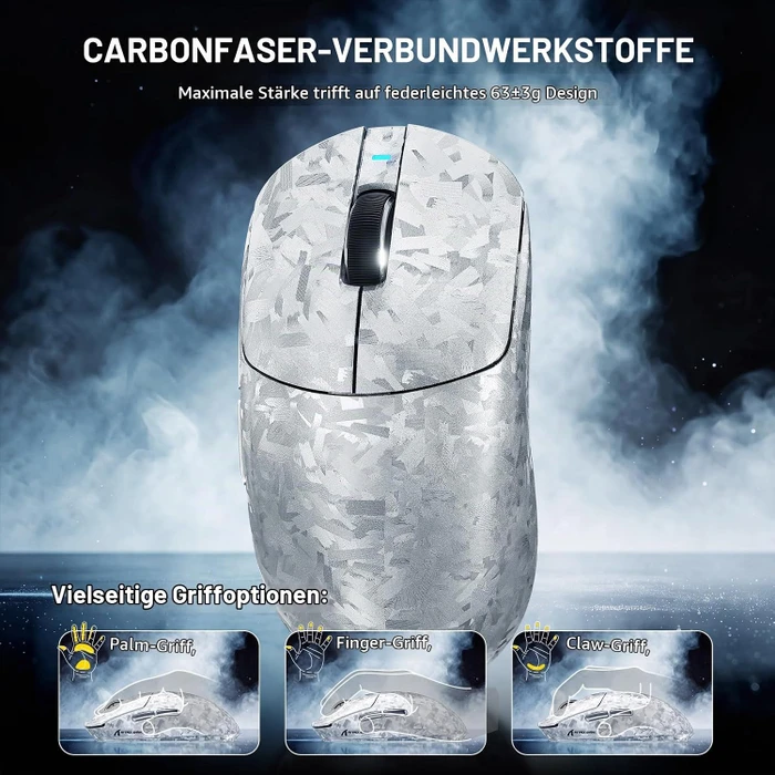 Attack Shark RS3 ULTRA Carbon Fiber 8KHz Wireless, Forged Silver, USB/Bluetooth