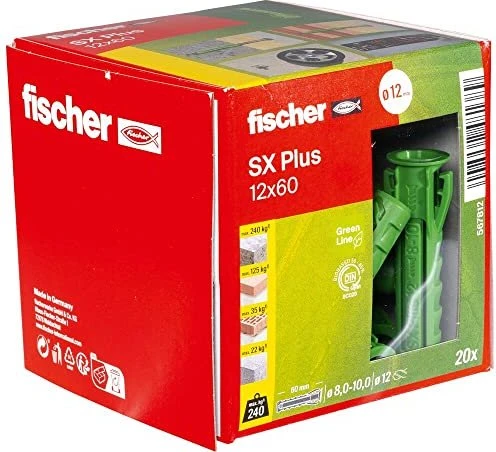 fischer SX Plus Green 12x60 Spreizdübel, 12x60mm, 20 Stück