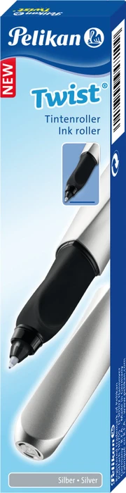 Pelikan Twist Tintenroller (Mine) silber, Rechts- und Linkshänder, Faltschachtel