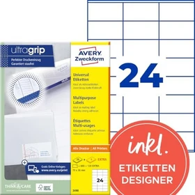 Avery-Zweckform Etiketten, 70x36mm, weiß, 25 Blatt (600 Etiketten)