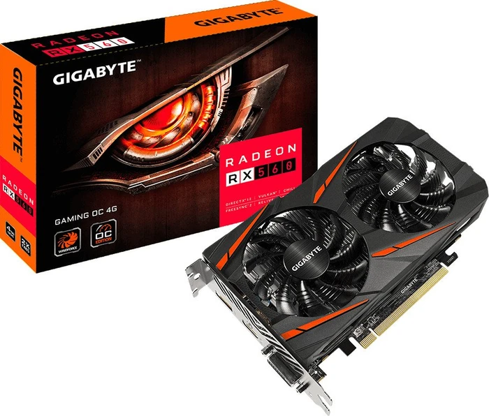 GIGABYTE Radeon RX 560 Gaming OC 4G (Rev. 2), 4GB GDDR5, DVI, HDMI, DP