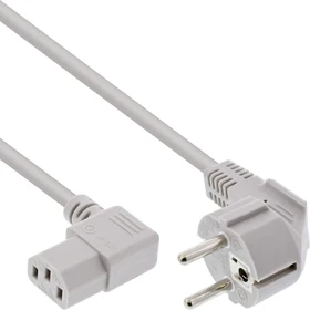 InLine Netzkabel, Schutzkontakt gewinkelt auf Kaltgerätestecker C13 gewinkelt, grau, 1m