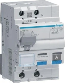 Hager Fehlerlichtbogen-Schutzeinrichtung AFDD FI-LS 1P+N 10kA B-16A 30mA Typ A 3m