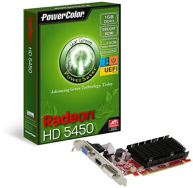 PowerColor Radeon HD 5450 Go! Green V2, 1GB DDR3, VGA, DVI, HDMI