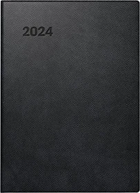 Brunnen Taschenkalender Modell 731 Wochenkalender 2024, 100x140mm, Kunststoff-Cover, schwarz, 88 Blatt