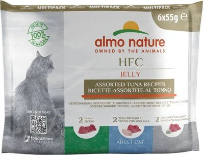 almo nature HFC Jelly Cats Multi Pack, verschiedene Sorten mit Thunfisch, 330g (6x 55g)