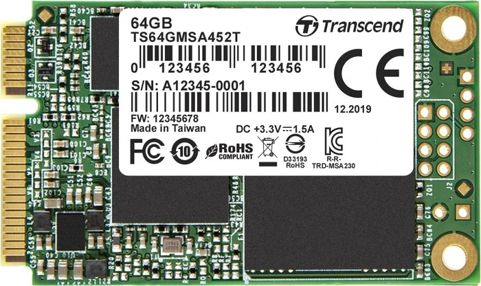 Transcend MSA452T SSD 64GB, MO-300 / mSATA 6Gb/s