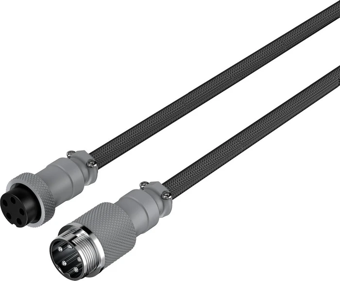 HP HyperX Coiled Cable USB-C auf USB-A, Tastaturkabel (Spiral-Textilkabel), 1.22m, grau