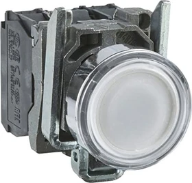 Schneider Electric Leuchtdrucktaster flach 1S+1Ö tastend +LED 24V AC/DC, weiß