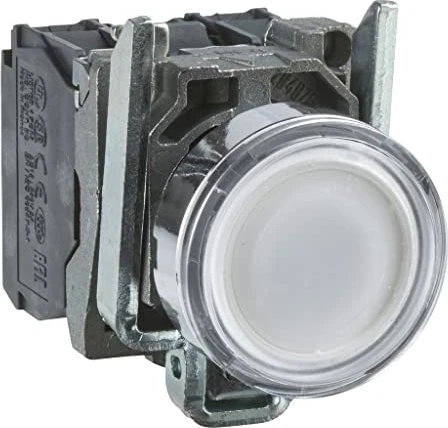 Schneider Electric Leuchtdrucktaster flach 1S+1Ö tastend +LED 24V AC/DC, weiß