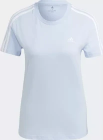 adidas Loungewear Essentials Slim 3 Streifen T-Shirt kurzarm blue dawn/white (Damen)