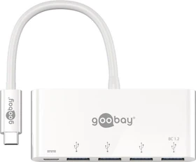 Wentronic Goobay weiß USB-Hub, 4x USB-A 3.0, USB-C 3.0 [Stecker] (62098)