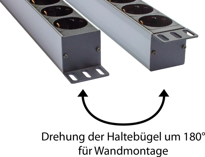 Good Connections 19" Aluminium Steckdosenleiste 8-fach 1HE Überspannungsschutz, 1HE, 8-fach, 250V, 1.8m