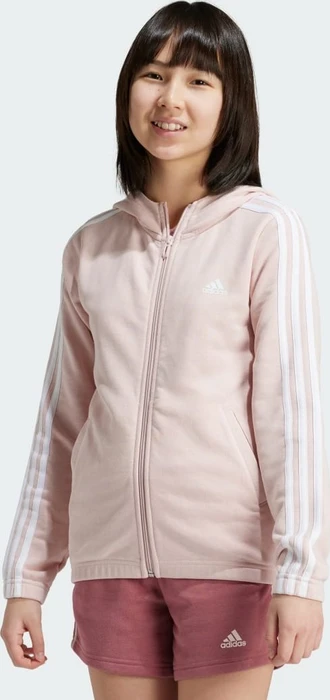 adidas Essentials 3-Streifen Full-Zip Hoodie sandy pink/white (Junior)