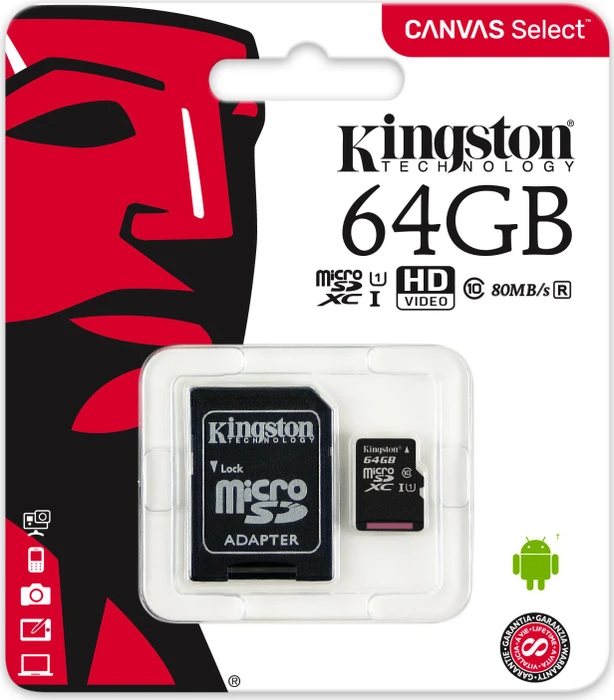 Kingston Canvas Select R80 64GB Kit, UHS-I U1, Class 10