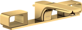 Hansgrohe Axor Urquiola 3-Loch Waschtischarmatur 50 mit Platte und Zugstangen-Ablaufgarnitur polished brass