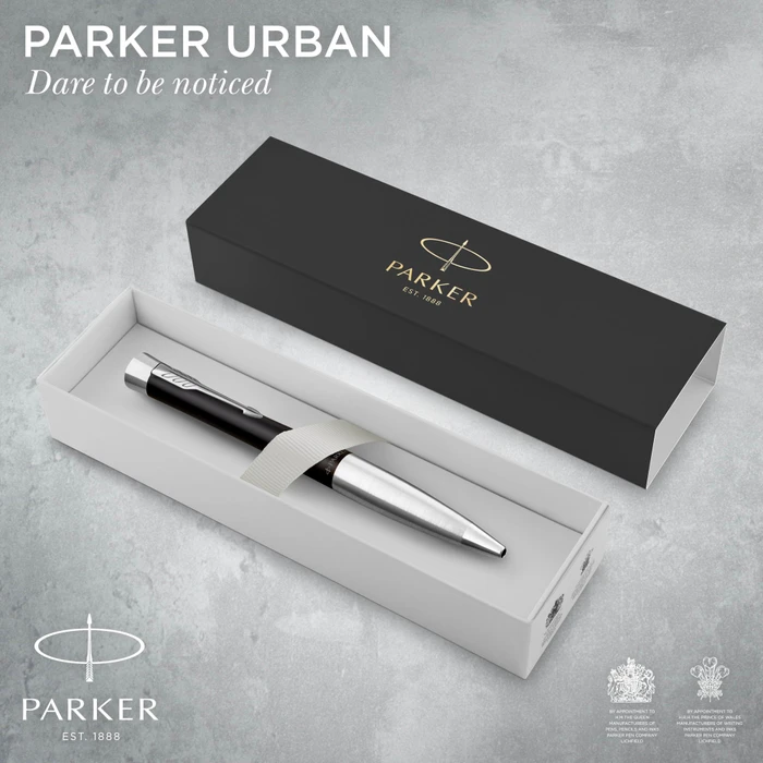 Parker Urban Twist M Kugelschreiber muted black lacquer/chrome trim, Geschenkbox