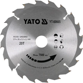 Yato YT-60665 HM Kreissägeblatt 20Z, 210x2.2x30mm, 1 Stück