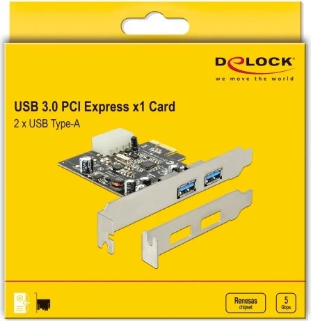 DeLOCK 2x USB-A 3.0, PCIe 2.0 x1