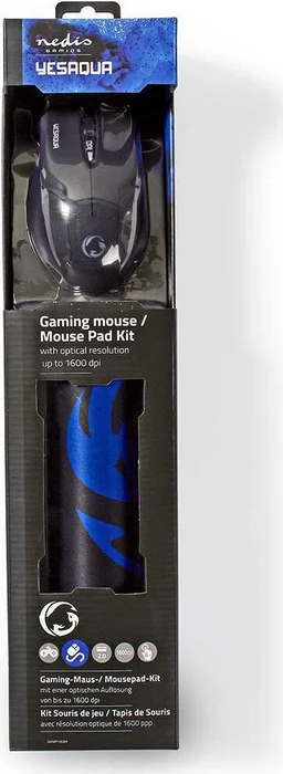 Nedis Yesaqua Gaming Mouse und Mousepad Kit, schwarz, USB