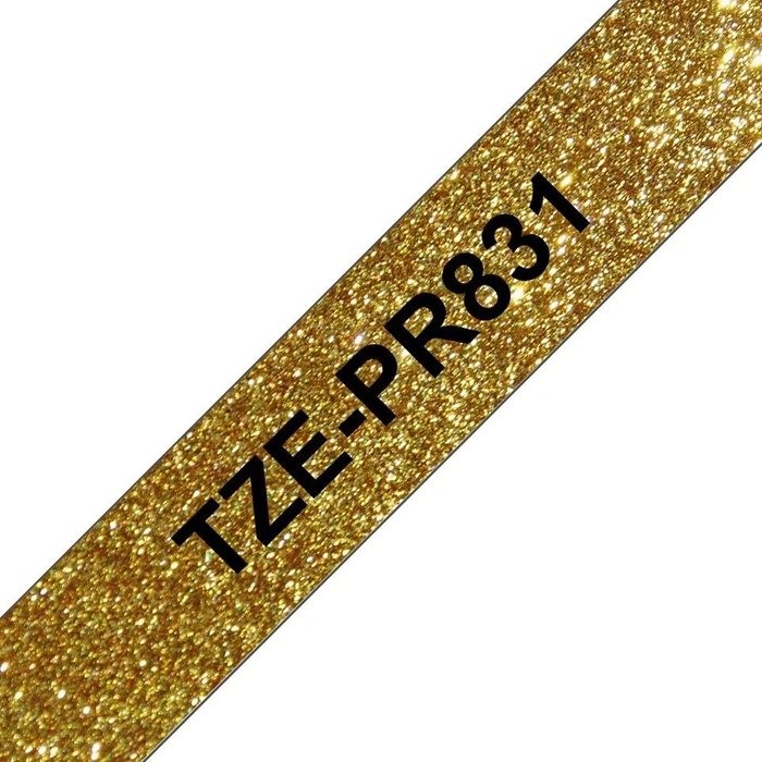 Brother TZe-PR831 Beschriftungsband, 12mm, schwarz/Glitter gold