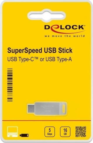 DeLOCK SuperSpeed USB Stick 16GB, USB-A + USB-C, USB 3.2 Gen 1×1