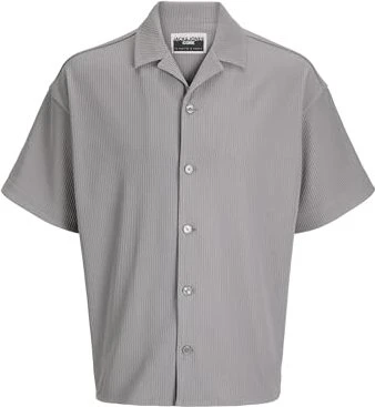 Jack & Jones Wide Fit Hemd kurzarm gray flannel (Herren)