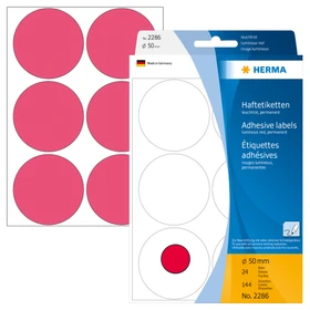 Herma Markierungspunkte 50mm, leuchtrot, 24 Blatt