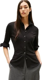 Tommy Hilfiger Slim Fit 1985 Stretch-Piqué Hemd langarm schwarz (Damen)