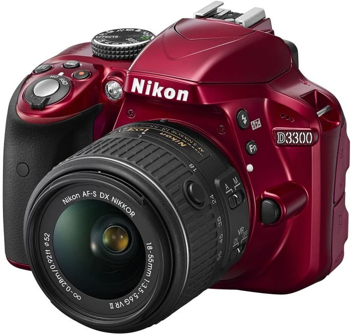 Nikon D3300 rot mit Objektiv AF-S DX 18-55mm 3.5-5.6 G II VR