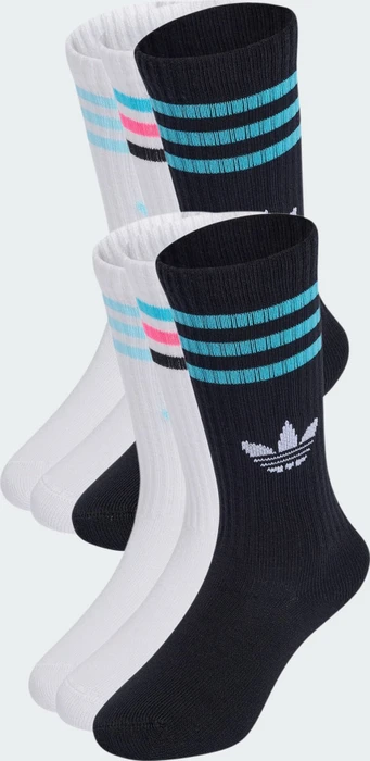 adidas 3-Streifen Crew Socken black/white/samba blue/bliss blue, 6 Paare (Junior)
