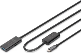 Digitus USB 3.0 aktives Verlängerungskabel, USB-C [Stecker] auf USB-A [Buchse], 10m schwarz (DA-73111)