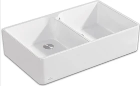 Villeroy & Boch Spülstein 90 X Doppelspüle mit Ablauffernbedienung weiß alpin